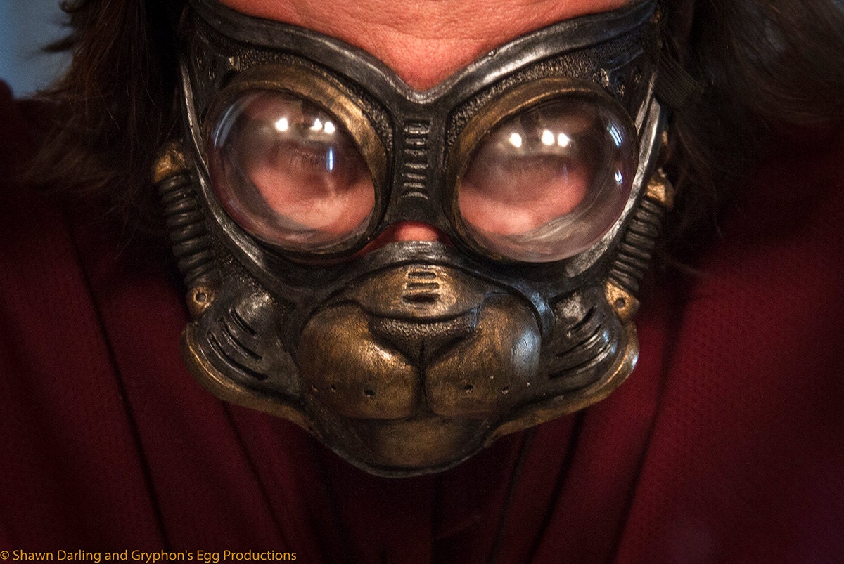 Egyptian Bast Cat Gas Mask and Froggle combo by gryphonsegg