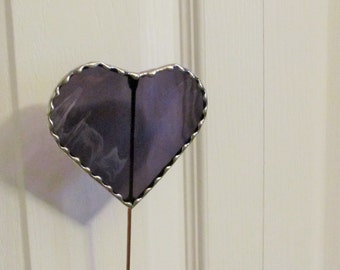 Grape Waterglass Heart - Stained Glass - Garden/ Marker/Potted Plant Stake/Memorial Marker