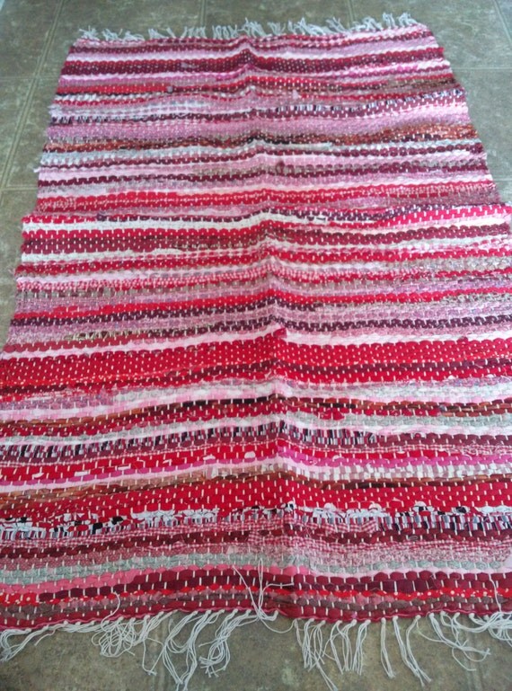 Multiple Shades of Red Handwoven Rag Rug Floor Runner