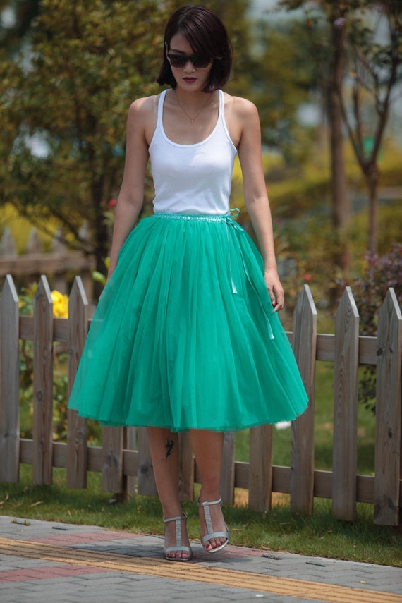 Tulle Skirt Tea length Tutu Skirt Knee length by Sophiaclothing
