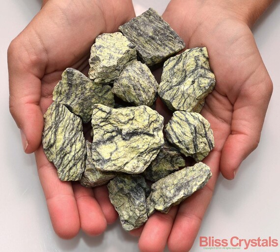 3 GREEN SERPENTINE Rough Stone Raw Crystal Healing Crystals
