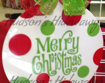 Christmas door decoration - door hanger - Merry Christmas Polka Dots