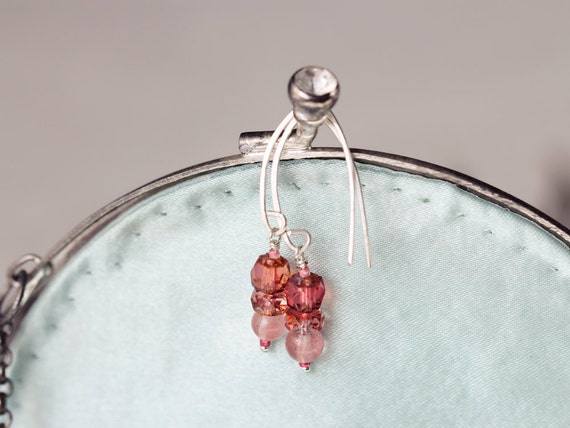 Pink Quartz Earrings - Drop Earrings - Dainty Summer Earrings - Peach Earrings - Earrings for Women