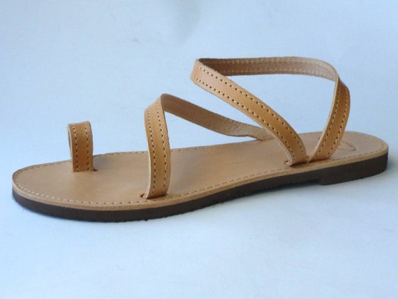 Leather Sandals / Greek handmade ankle loop women by BlueDrop
