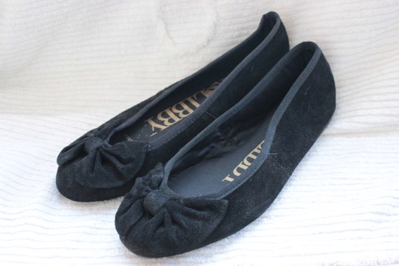 Sam and Libby 90s Ballet Flat Shoe Black Suede Low Heel Womens Size 9 1