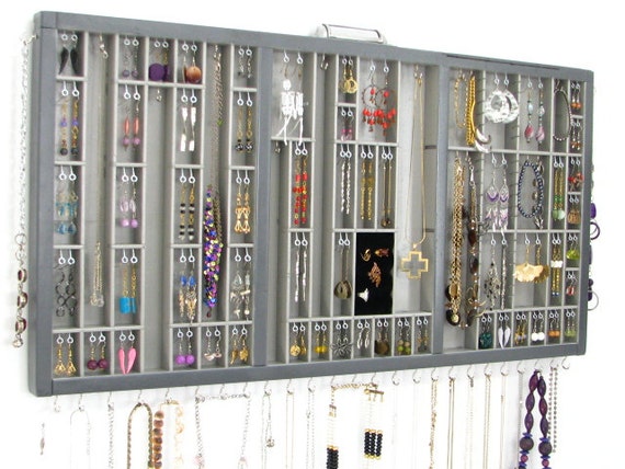 Wall Jewelry Display Case Jewelry Organizer by BlackForestCottage