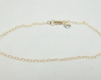 14k Gold Chain Ankle Bracelet Silver Gold Ankle Bracelet Heart Anklet 14k Gold Filled Stamped GF 1/20 Anklet or Bracelet Buy Any3+Get1Free