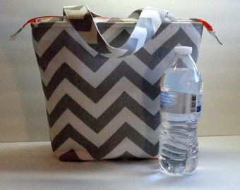 Insulated Lunch Bag, Adult Lunch Tote Bag, Womens Lunch Bag, Zipper Top, Inside Pockets, Made To Order, You Choose Colors