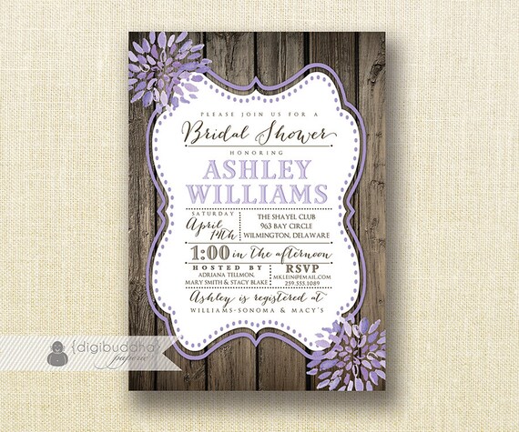 lilac bloom bridal shower invitation wood shabby chic purple watercolor wedding invite free lilac bloom bridal shower invitation wood shabby chic purple watercolor wedding invite free