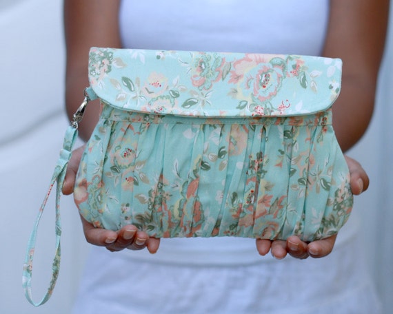 Pastel Mint Green Floral Clutch from Oyeta Pastel Mint Green Floral Clutch from Oyeta