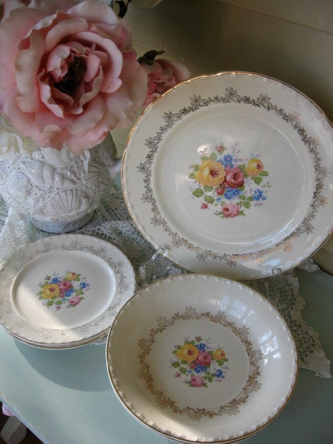 Shabby Chic Sandwich Plates Breakfast Set By Fannypippin On Etsy