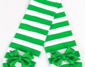 READY TO SHIP: Leg Warmers - Kelly Green & White Striped - Enchanted Toad - Frog Costume Accessory - One Size - Cutie Patootie Designz Il_170x135