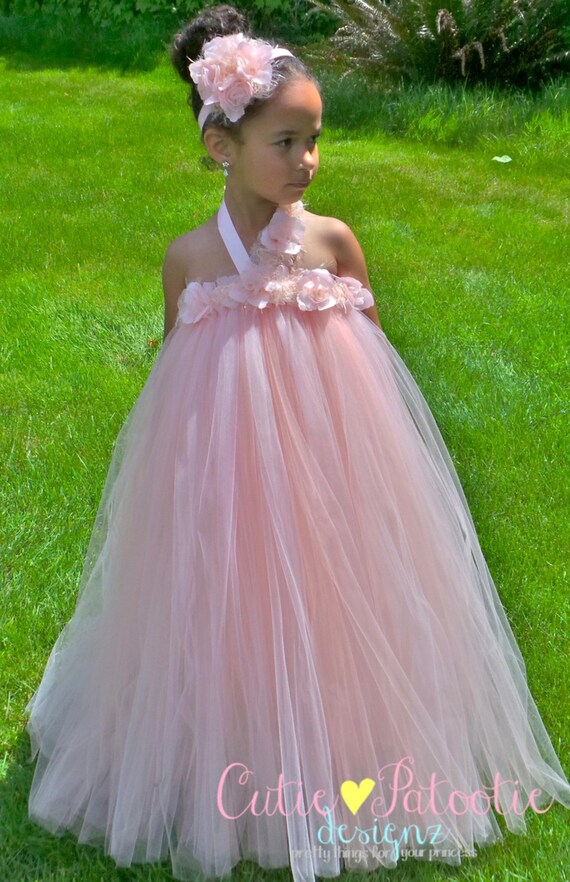 READY TO SHIP: Flower Girl Tutu Dress - Blush - Rose Petal Pizzazz - 5-6 Youth Girl - Cutie Patootie Designz Il_570xn