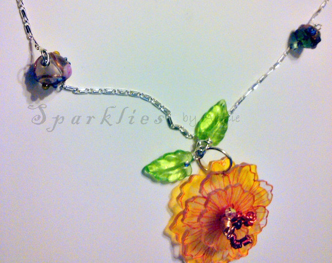 Hand crafted, 3D Flower Necklace