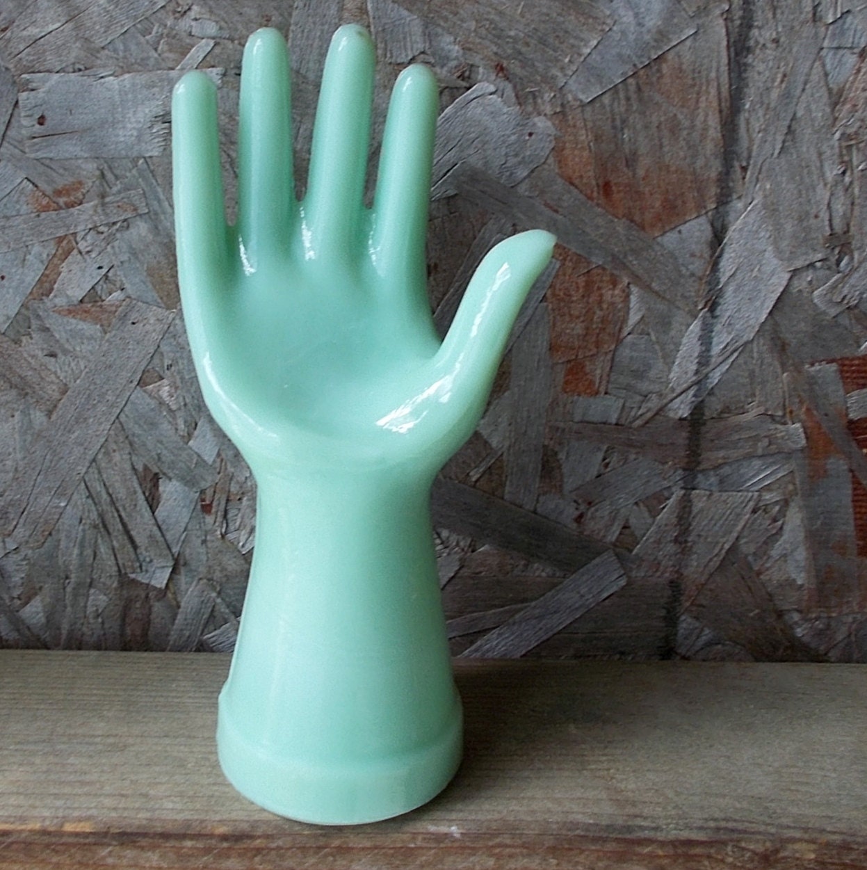Jadeite Glass Hand Ring Jewelry Holder Show Display Prop Jade