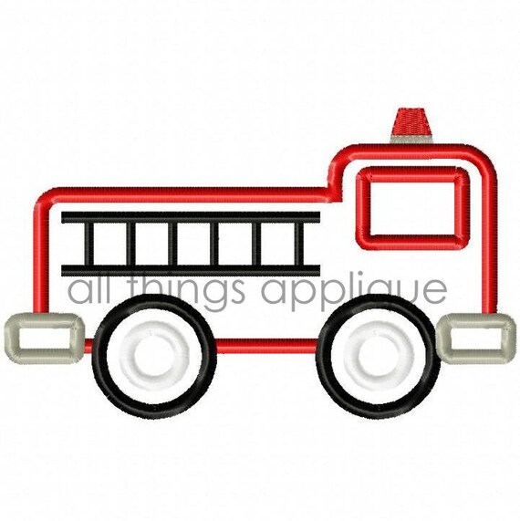 Firetruck Applique Design 4 Sizes INSTANT DOWNLOAD