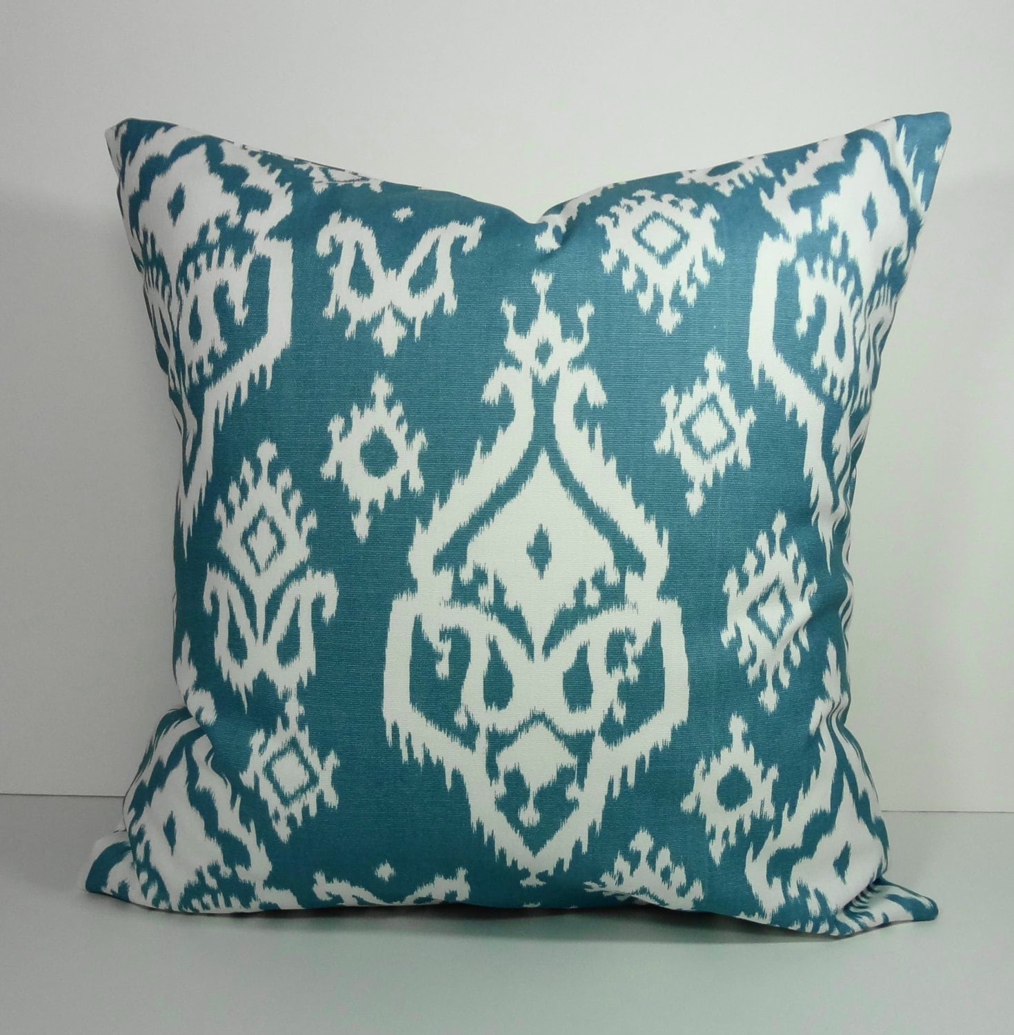 Blue IKAT Decorative Pillow Cover Steel Blue and White 18 x