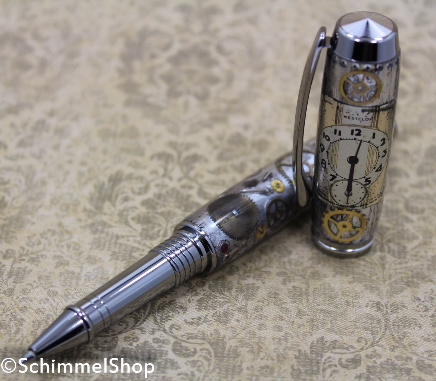 Vintage Steampunk Westclock Watch Parts Pen, Handmade Pen.