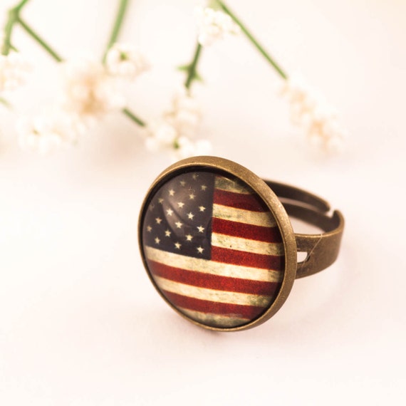 American Flag Ring Patriotic Ring america jewelry by dauz on Etsy