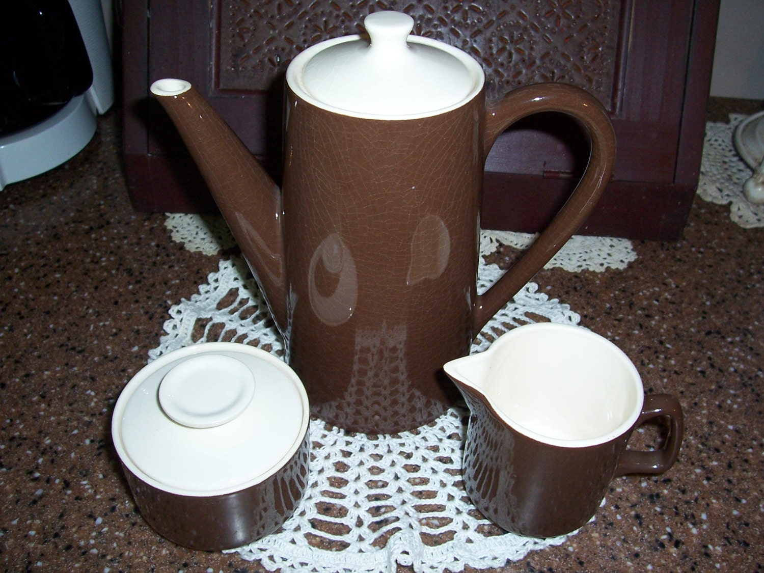Vintage 1960’s Tea Set..Tea/ Coffee Pot..Sugar Bowl with Lid & Creamer