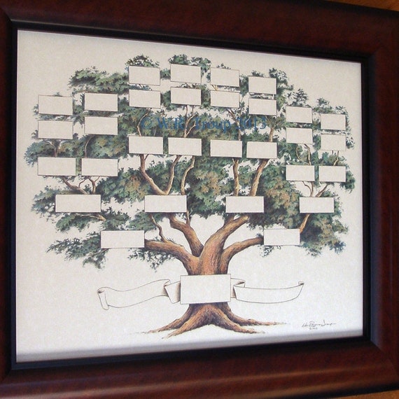 Family Tree Chart shows 5-6 generations on a 14x18 inch print