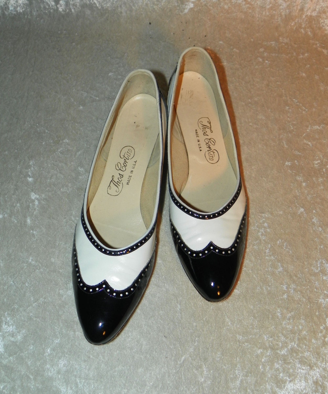 Shoes Black & White Wingtip Spectator Shoes Flats Leather