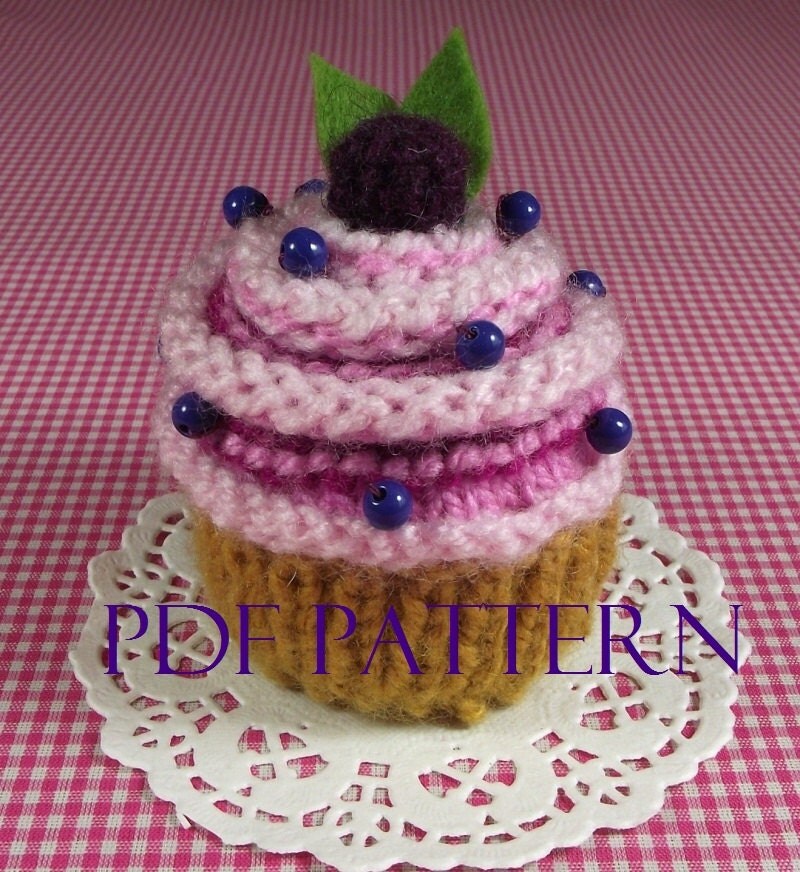 KNITTING PATTERN CUPCAKE knit crochet food Ornament Toy