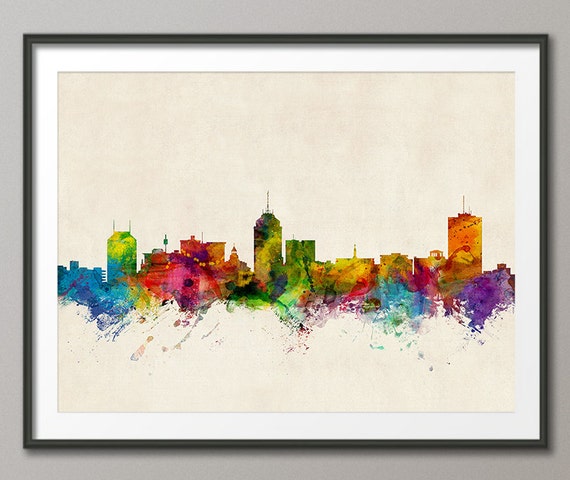 Fresno California Skyline Cityscape, Art Print (1005)