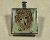 Dachshund Square Pendant/Charm - may be personalized