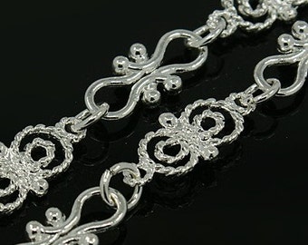 300 - Chaîne fait main, couleur argent, 9x19.5mm et 8.5x17.5mm (1 mètre)