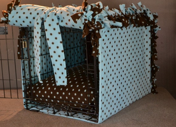 Image showcasing Items similar to FLEECE Dog Crate Cover... Hand KNOTTED on Etsy