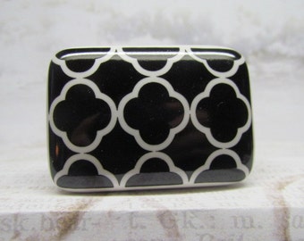 Black & White Rectangle Drawer Knob Wine Bottle Stopper