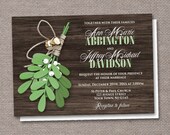 Rustic Mistletoe Wedding Invitations and RSVP - Printed or Printable - Winter Wood and Twine Il_170x135