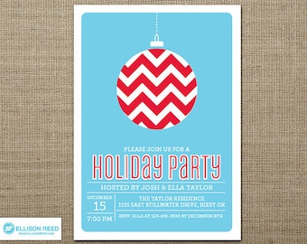 Christmas Party Invitation - Christmas Invitation - Holiday Party Invitation - Christmas Printable - Holiday Printable - Chevron Invitation