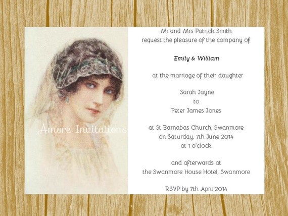 DIY Printable A6 Vintage Wedding Invitation Template – Instant ...