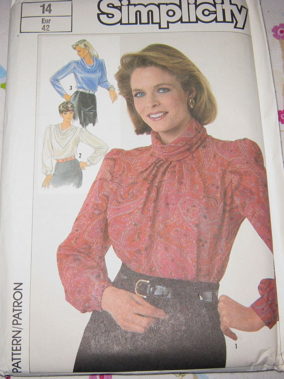 Diy Sewing Pattern-Simplicity 7092 Soulder Pad Blouse  Size 14 Vintage