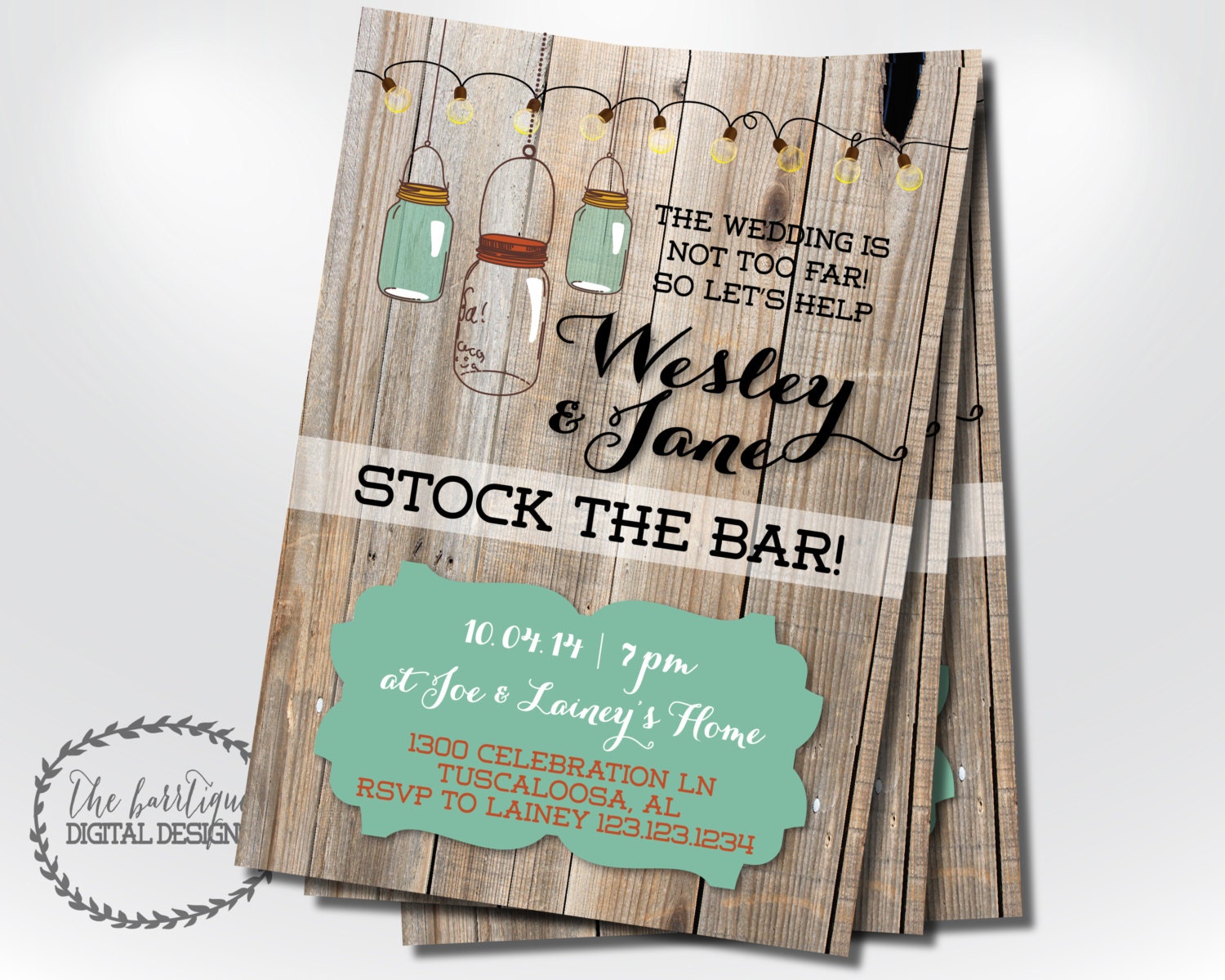 STOCK THE BAR Invitation Housewarming Invitation Rustic