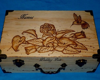 decorative wooden tea box wood burned box hummingbird wedding keepsake suitcase box custom advice box jewelry - Decorative Wooden Boxes decorative wooden tea box wood burned box hummingbird wedding keepsake suitcase box custom advice box jewelry - Decorative Wooden Boxes