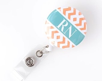 Chevron Badge Reel - Registered Nurse Badge Reel - Nurse ID Holder - RN Grad Badge Clip - Hospital Badge Pulls - Nurse Gift - BadgeBlooms