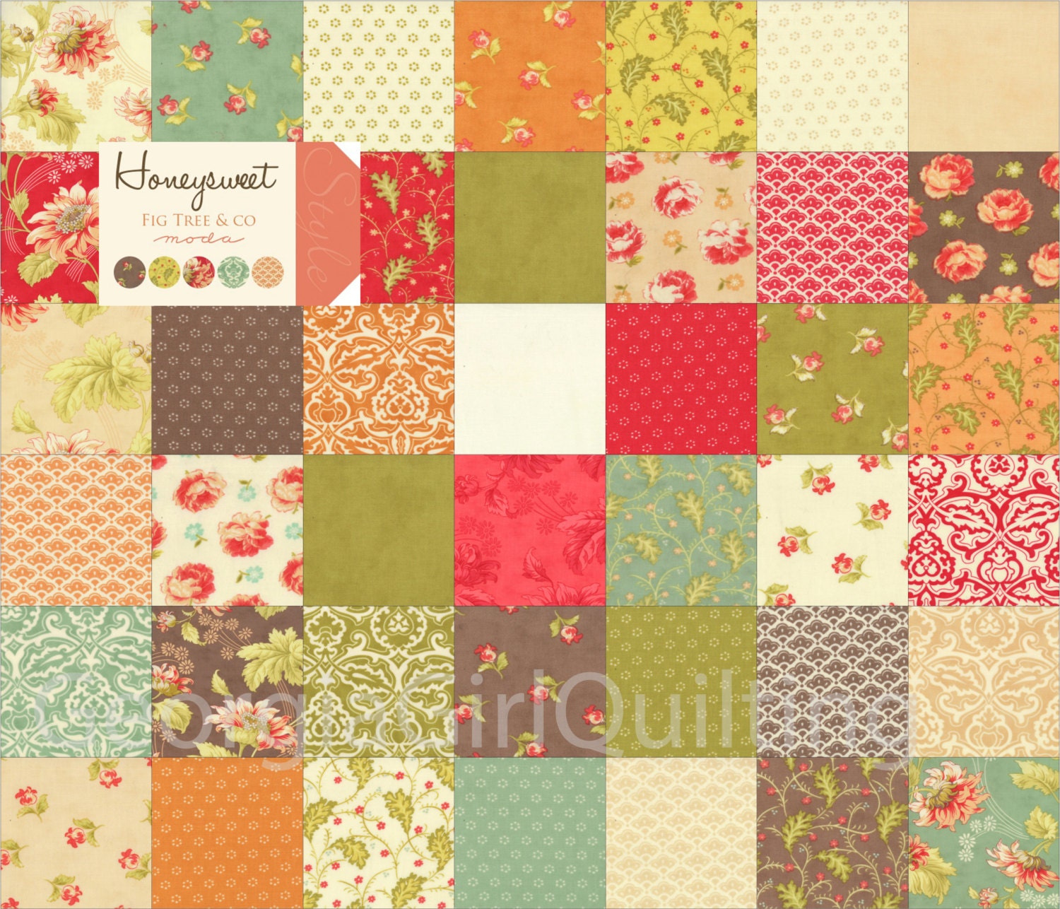 Honeysweet Charm Pack Moda Fabrics 42 5 Fabric Quilt