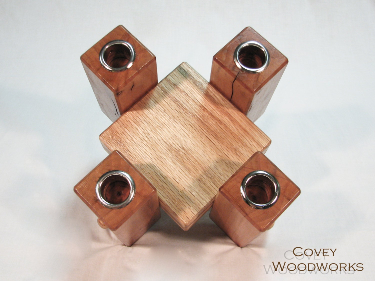 Wood Advent Wreath Candle Holder Square Apple by CoveyWoodworks