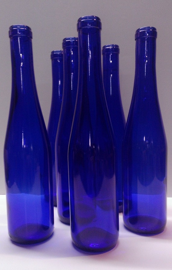 375 ML Cobalt Blue Wine Bottles by ThroughTheWindowPane on Etsy