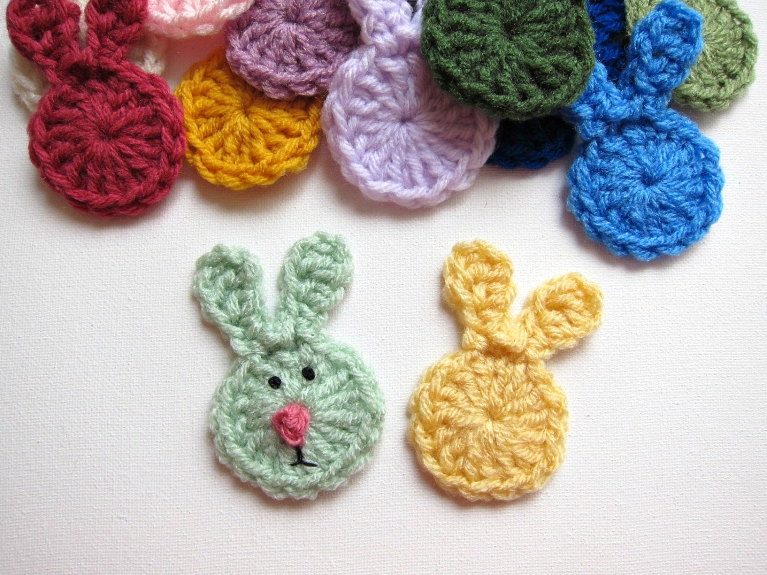 1pc 3 Crochet RABBIT FACE Applique by PinkMeStudio on Etsy