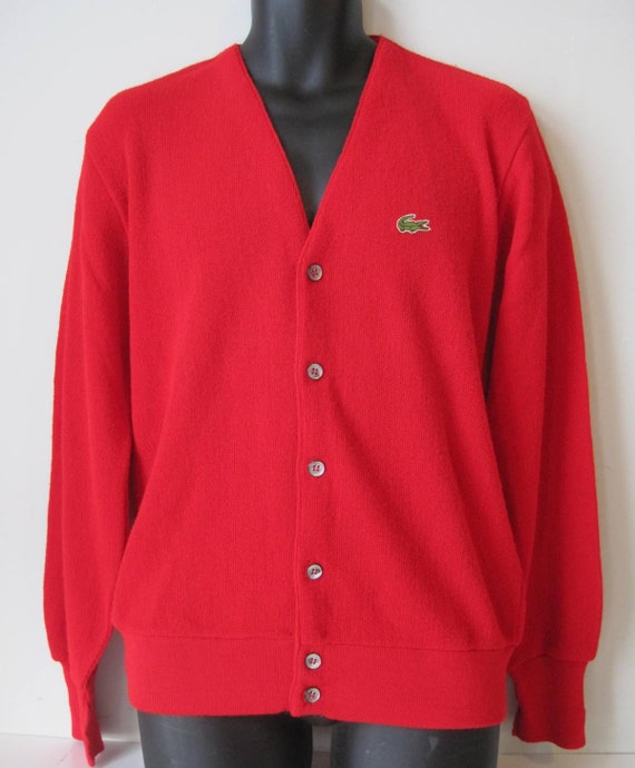 Mens Izod Lacoste Logo Vintage Button Front Red by SmartSquirrel