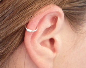 Sterling Silver Hoop Earring Cartilage Tragus Helix Eyebrow Nose Ring Small Tiny Catchless Seamless Little Sleeper Hypoallergenic.
