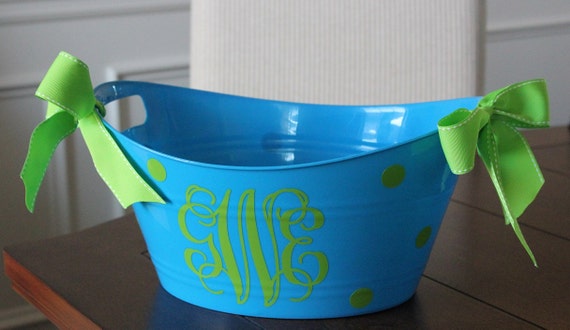 monogrammed toy basket