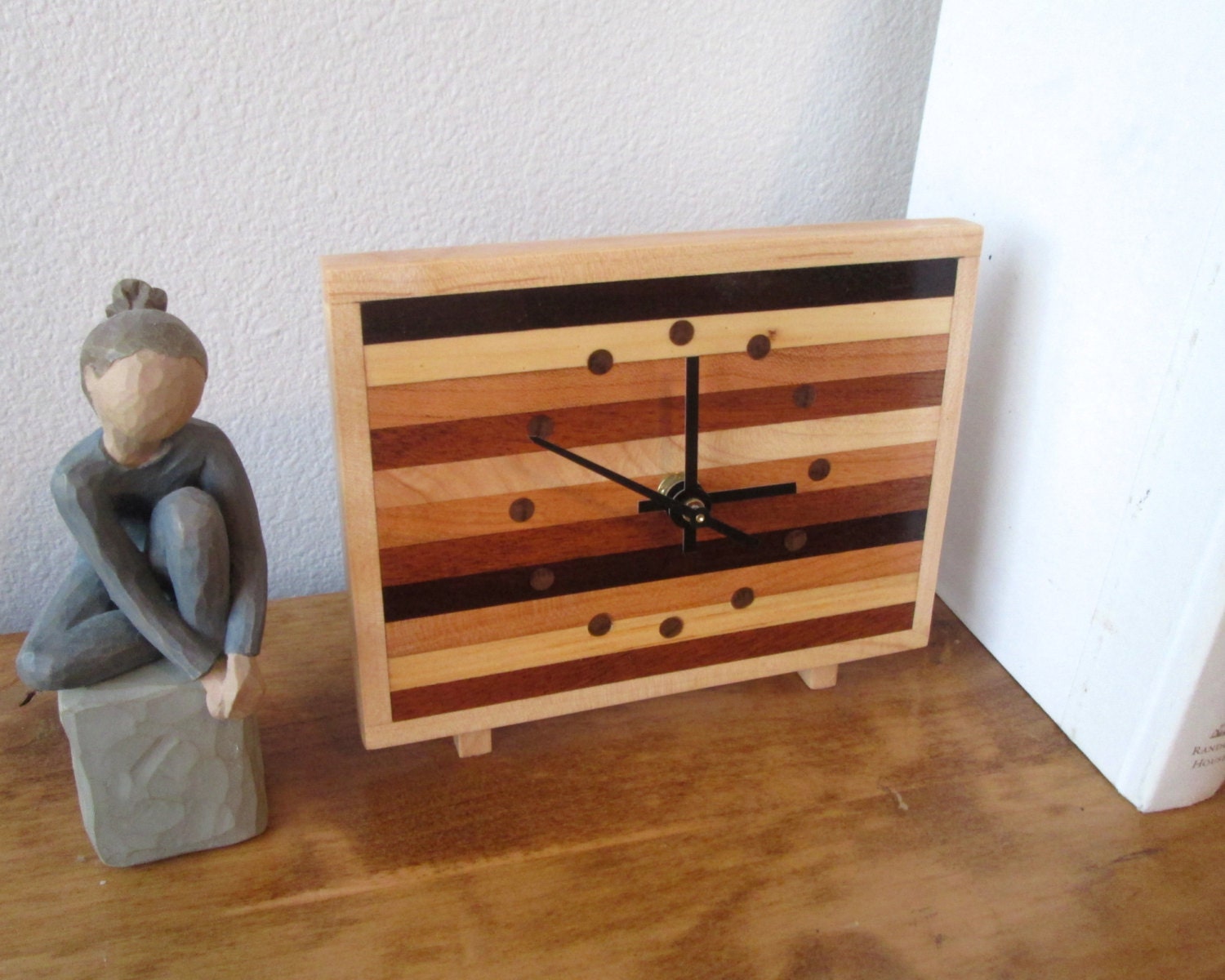 Desk Clock Nightstand Clock Butcher Block Clock by TanteandOom