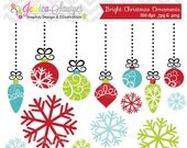 50% OFF - INSTANT DOWNLOAD, bright christmas ornament clipart, christmas decoration clip art, for commercial use, cards, invitations, design Il_170x135