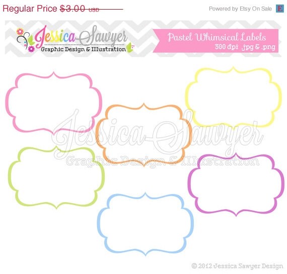 50% OFF - INSTANT DOWNLOAD, pastel whimsical labels - tag clipart - printable labels - rainbow - cards - invitations - scrapbook - digital Il_570xn