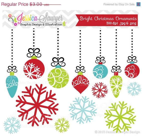 50% OFF - INSTANT DOWNLOAD, bright christmas ornament clipart, christmas decoration clip art, for commercial use, cards, invitations, design Il_570xn